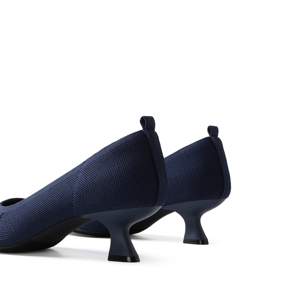 Low Kitten Heel Knit Pumps - NAVY - 4